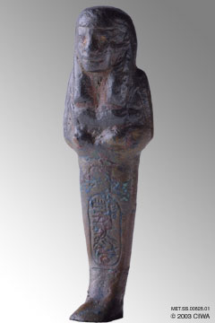 Bronze shawabti, King Psusennes I, Dyn. 21